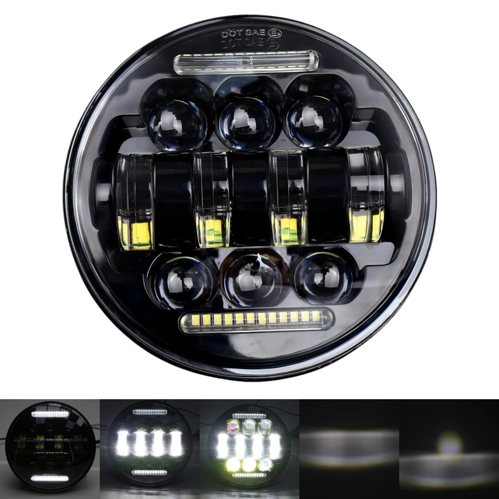 product tiypeor universal headlight 575inch drl for iron 1200 883 street softail dyna projector round led motorcycle headlamp-8