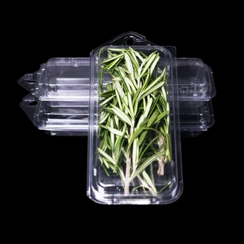 rPET plastic vegetable herb packaging box rectangle large size eco-friendly food grade custom manufacturer