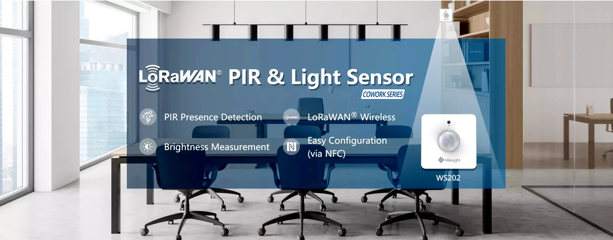 Lora Sensor Milesight Ws202 Lorawan Pir & Light Sensor For Smart Office