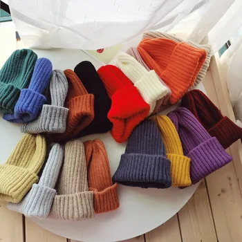 Winter Autumn New Baby Hat Solid Color Soft Warm Knitting Hats for 1-8 Years Boy Girl Children Beanies Bonnet Toddler Hats