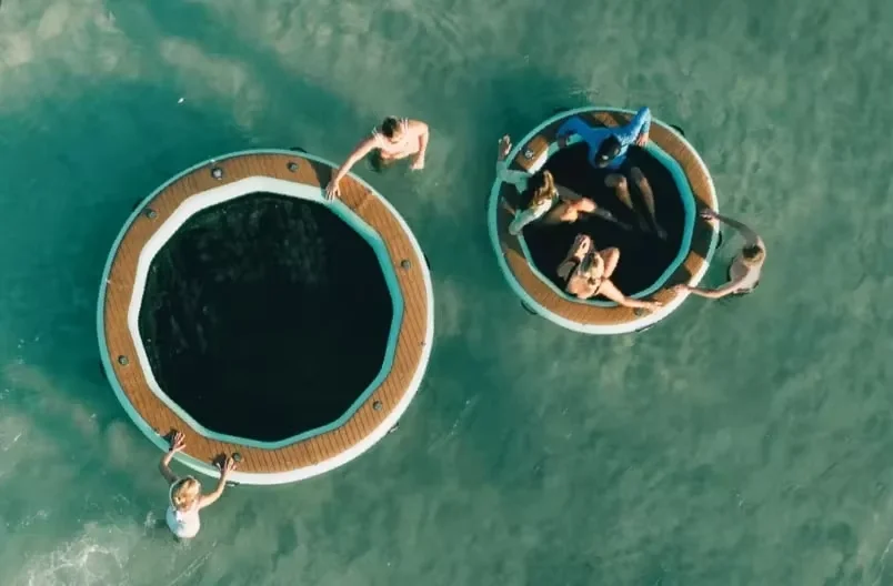 Inflatable Floating Raft Water Hammock Round Dock Platform Kids Water ...