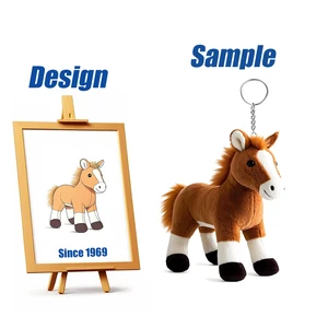 Shengye BSCI CE EN71 Factory Custom Logo Horse Plush Toy Soft  Cartoon Stuffed Animal Plushies Kawaii Embroidery Plush Keychain