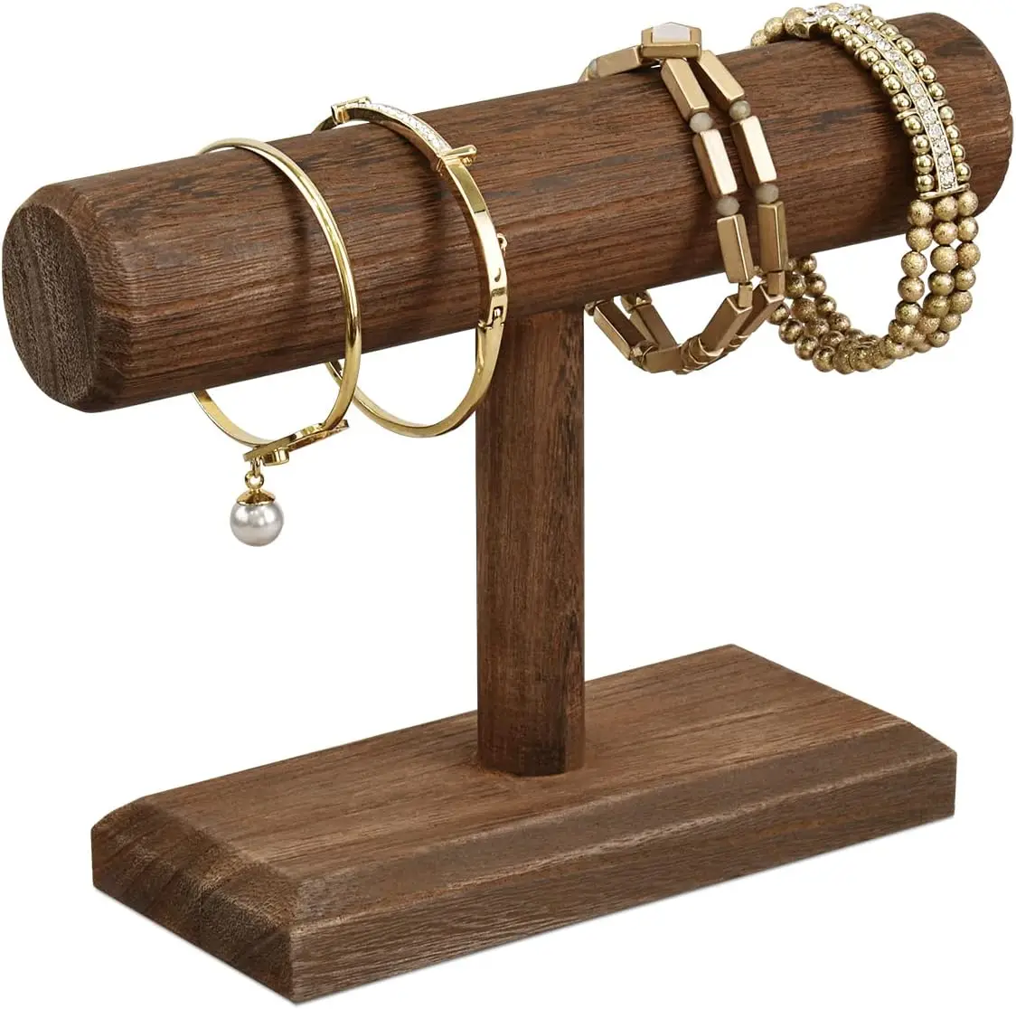 Wood T-Bar Bracelet Holder Display Sustainable Jewelry Organizer