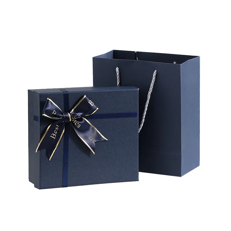 Custom Paper Packaging Box Eco-Friendly Gift Case Storage Rigid Base and Lid Boxes With Ribbon Paper Packaging Box for Wedding
