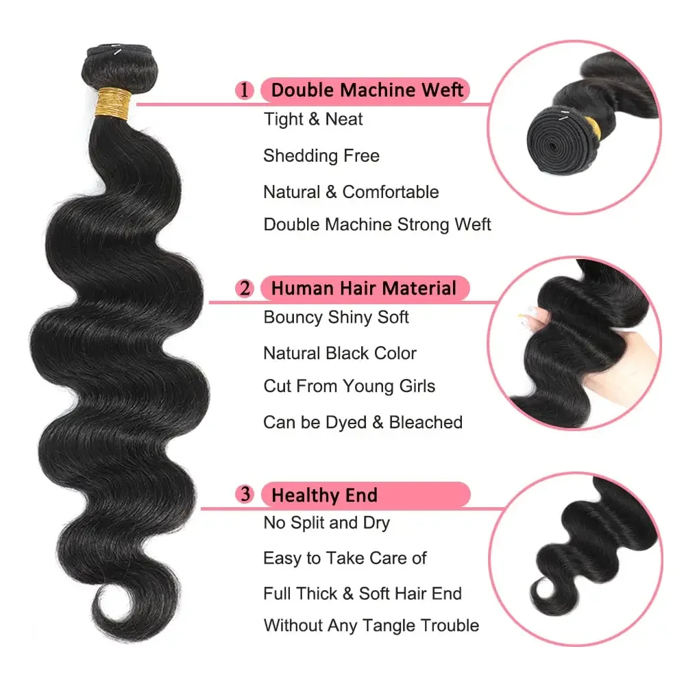 30 32 pollici Body Wave Human Hair Bundles Remy Hair Water Wavy Weaves all'ingrosso Natural Tissage_voghion.com