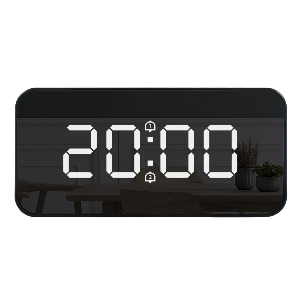 Digital LED Alarm Clock Mirror Electronic Table Watches Home Living Room Modern Design Automatic Backlight Alarm Clock