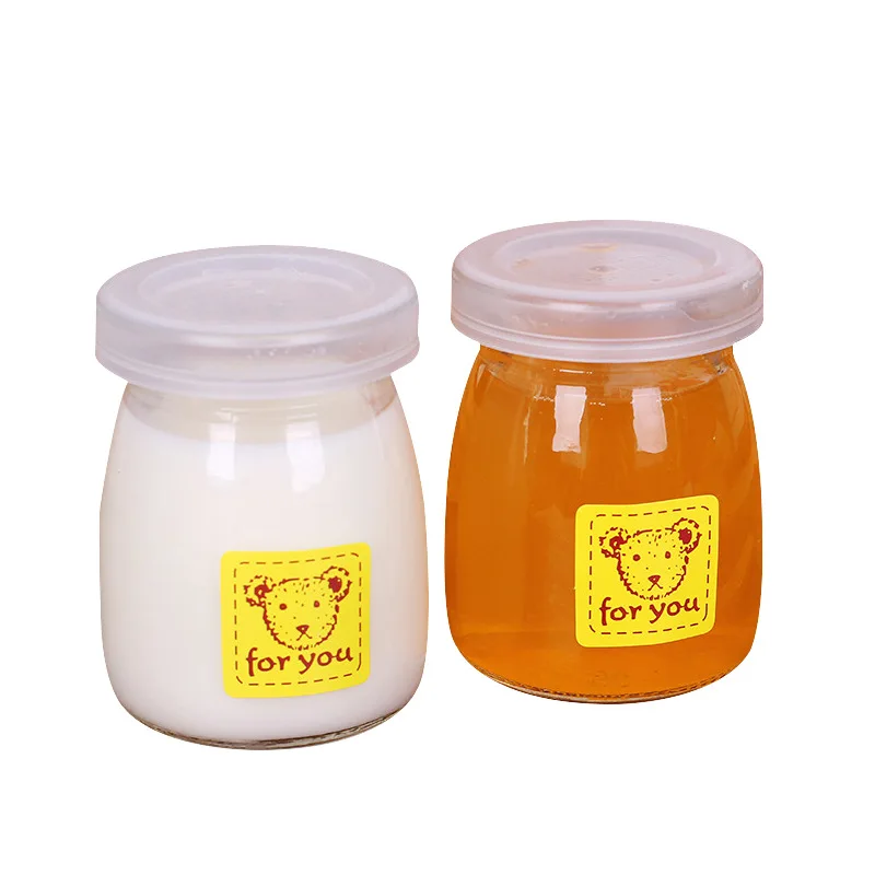 Mini Food Storage Bottles Glass Pudding Yogurt Jars With Plastic Lid