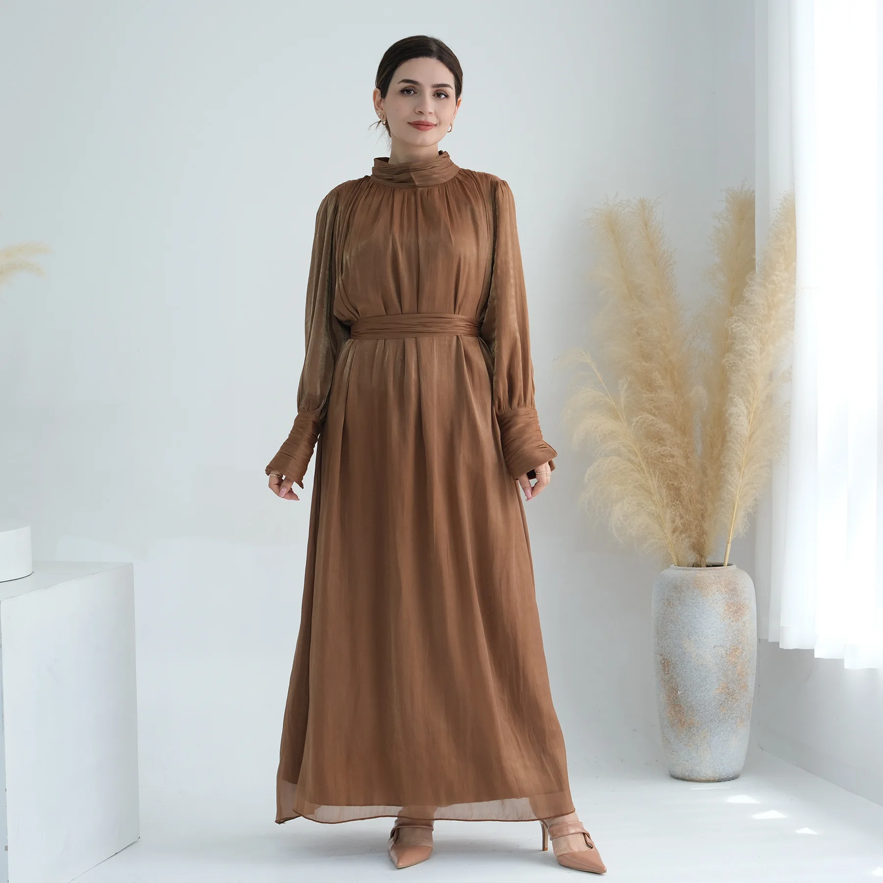 Wholesale Shiny Long Maxi Abaya Women Muslim Dress Summer Flowy Modest  Abaya Dress Hot Selling Islamic Clothing