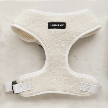 Unipopaw Customized Luxury Soft Adjustable Lambswool Berber Fleece Sherpa Teddy Puppy Dog Harness Leash And Collar