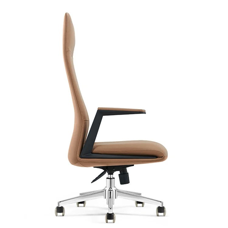 Minimalist Swivel Modern Leisure Chair Adjustable Height Executive Leather Office Chair High Back Black Boss Chair