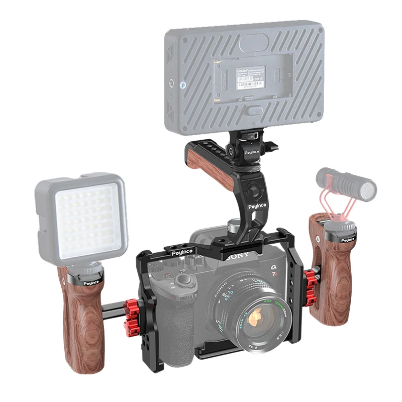 CNC Aluminum Camera Cage for Sony A7 IV/A7 III/A7 II/A7R III/A7R II/A7R V Camera Extension Frame Cold Shoe Video Rig factory