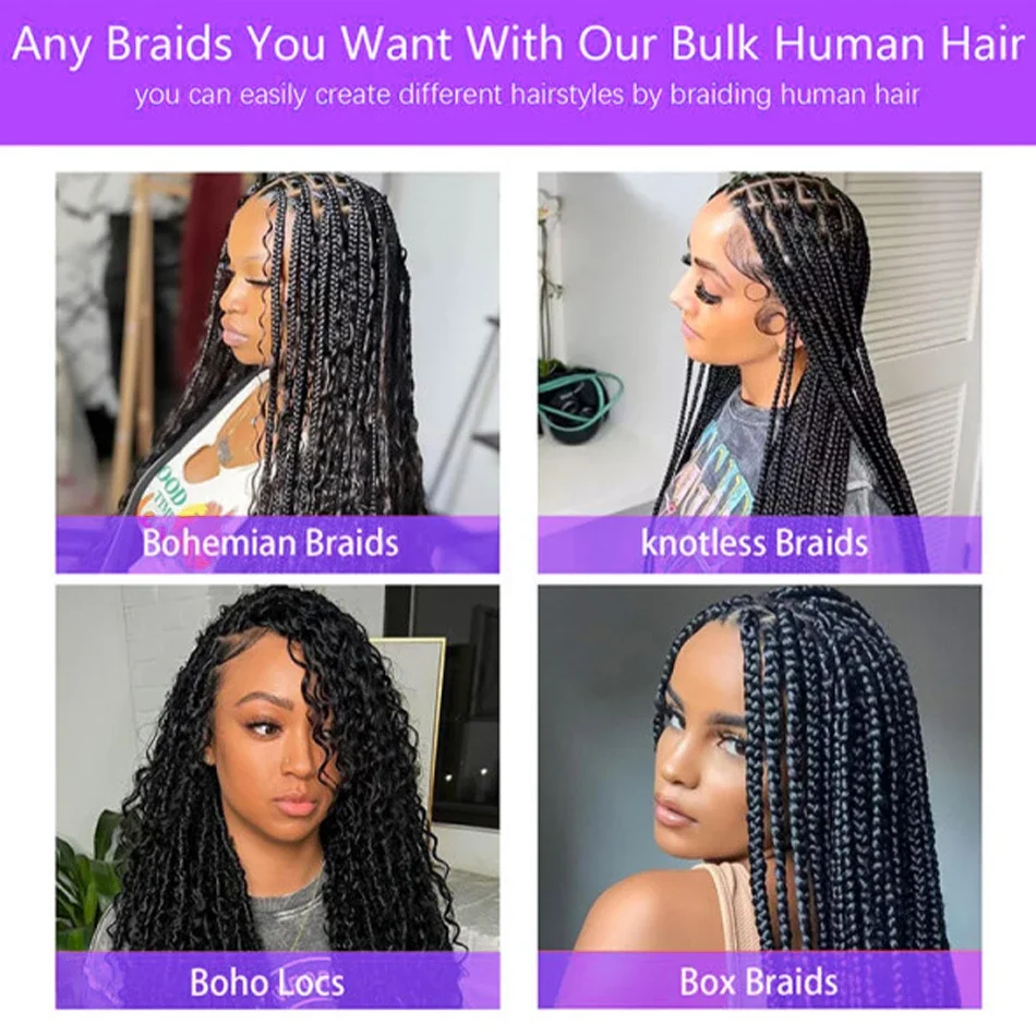 100% Virgin Human Hair Bulk Extension Loose Body Wave Bulk Weaving For Braiding Unprocessed No Weft Straight Deep Wave Hair Bulk_voghion.com