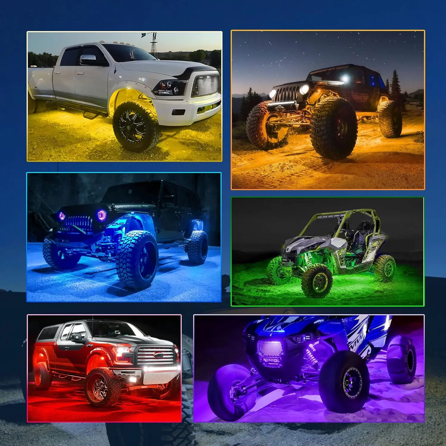 12X Neon LED Rock Light Pod Strip Bluetooth APP Underglow For Offroad Car Truck
