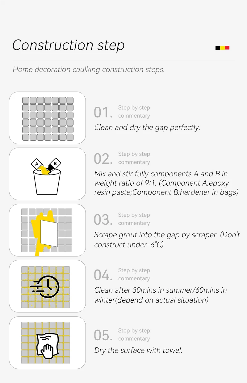 Waterproof Swimming Pool Mosaic Joint Sealing Ceramic Tile Grout Epoxy