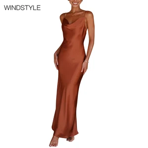 Urban Fashion Deep V-Neck Slim Dress Solid Color Sling Style High Quality Cloth Casual Sexy Waisted XL Plus for Spring Autumn