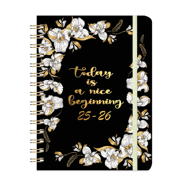2025 Custom A5 Notebook-Daily Cross-Border Coil Book with English Weekly Plan Paper Cover Wholesale