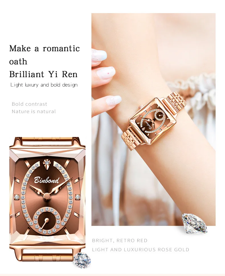 BINBOND N105 Elegant Women's Watch with Diamond Accents