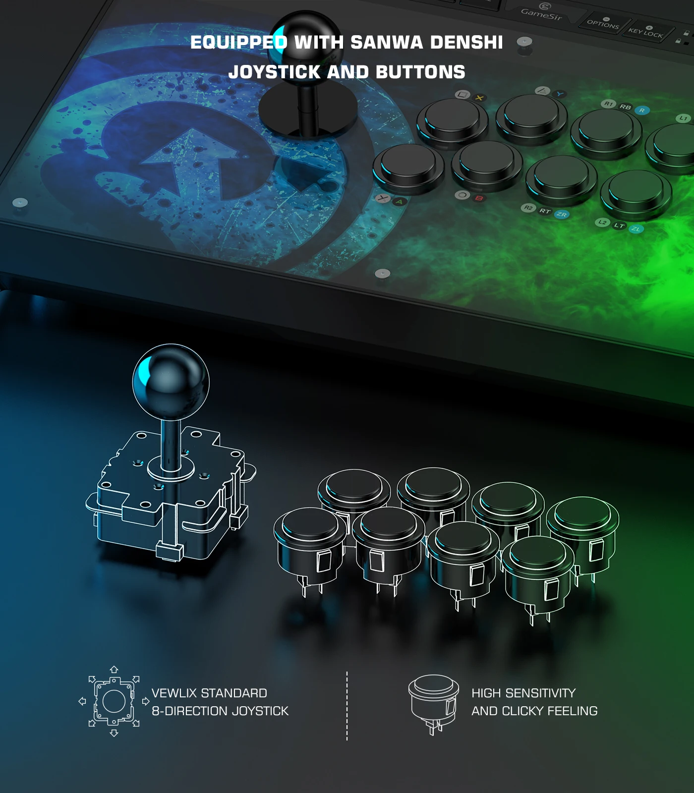 Gamesir C2 Universal Arcade Fightstick For Pc,Ps4,Xbox One And