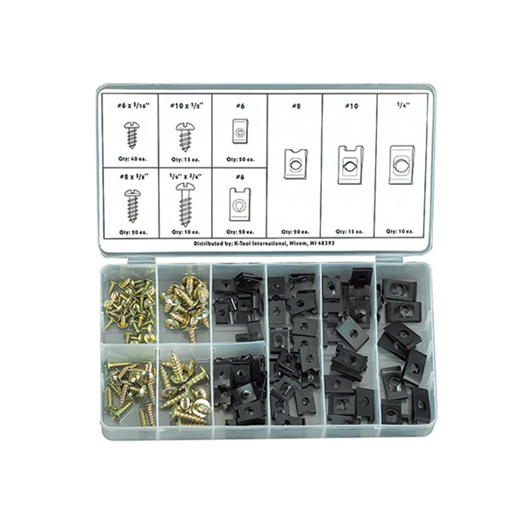 Daily use 170pcs fastener slotted screw with U clip