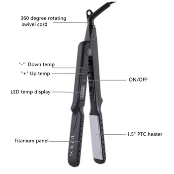Professional Hair Styling Ptc Heater Straight Titanium Technology Flat Irons Hair Curler Straightener Hot Iron LED Electric