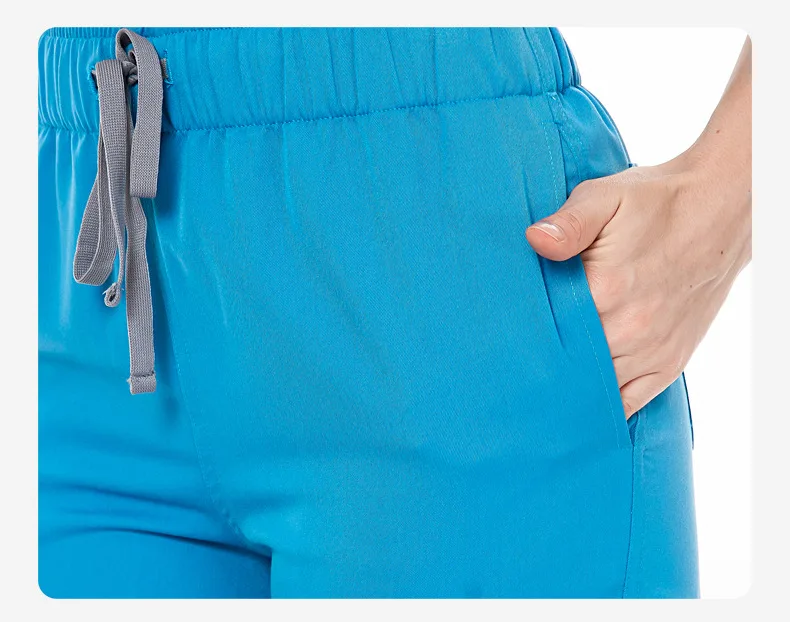 Nursing Uniform Sets Women's Fashion Lace-up Waist Short-sleeved Elastic Overalls Scrubs Nurse Uniforms for Hospital Top & Pants