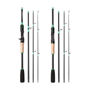 CHEERY 4 Section Carbon Fiber Lure Rod Action Adjustable Straight Handle Bass Fishing Rod Alloy Guides Baitcasting/Spinning – Rod – view 3