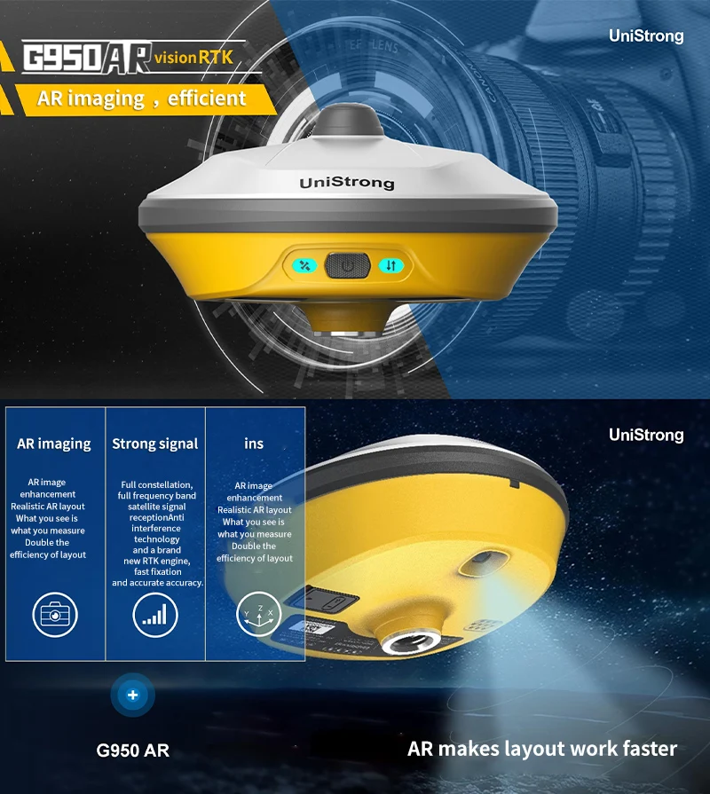 Unistrong High Performance 1408 Channels Visual layout G950 AR Rover Waterproof high-precision Signal Good RTK Gnss