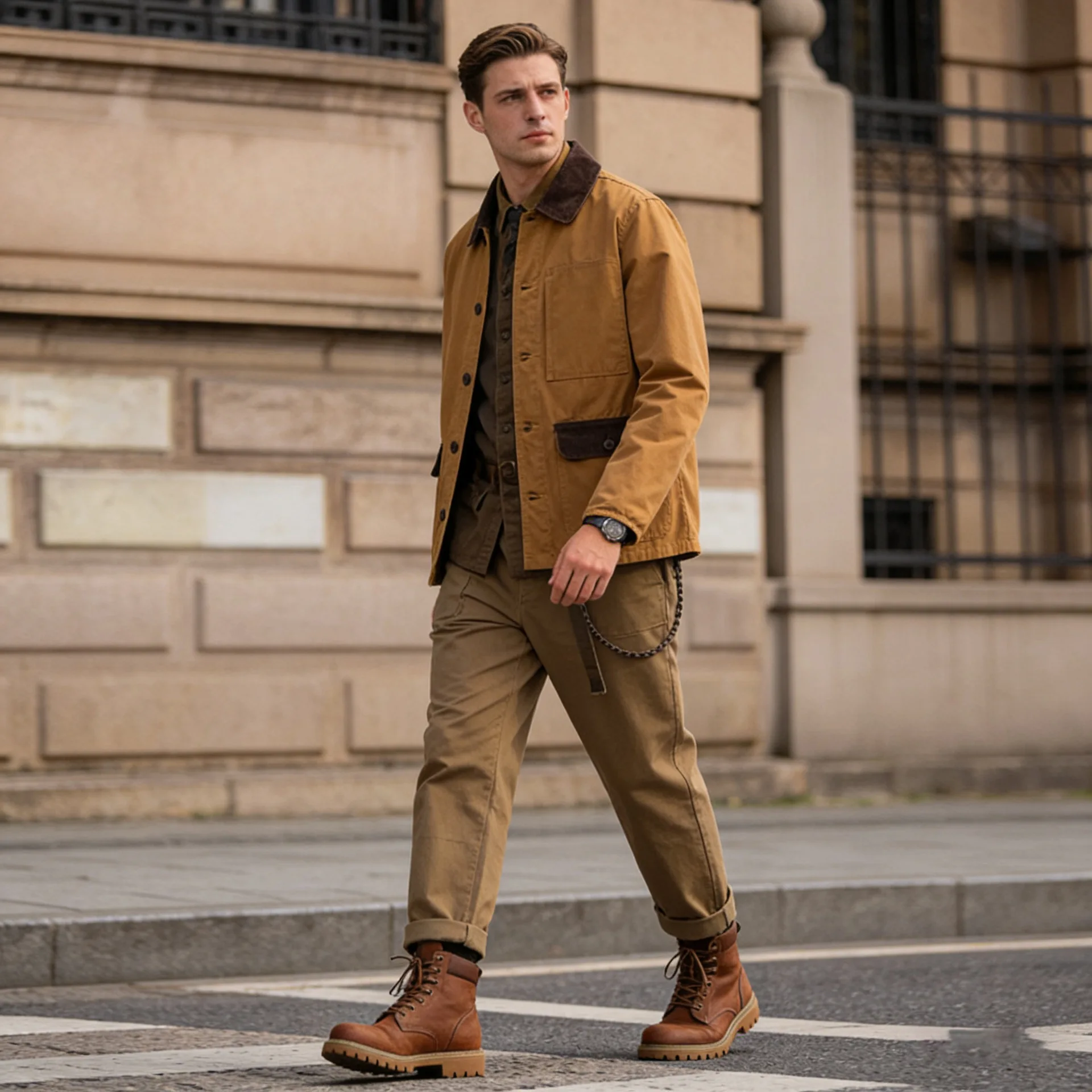 Men's Casual Fashion Streetwear Motorcycle Jacket Autumn Canvas