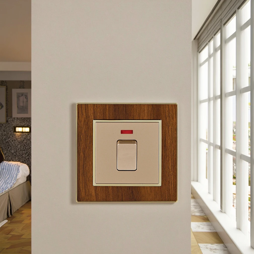 VNX UK Light Push Button Touch Switch 20A Water Heater Electric Power Plugs Outlet Wall Switches and Sockets With Indicator