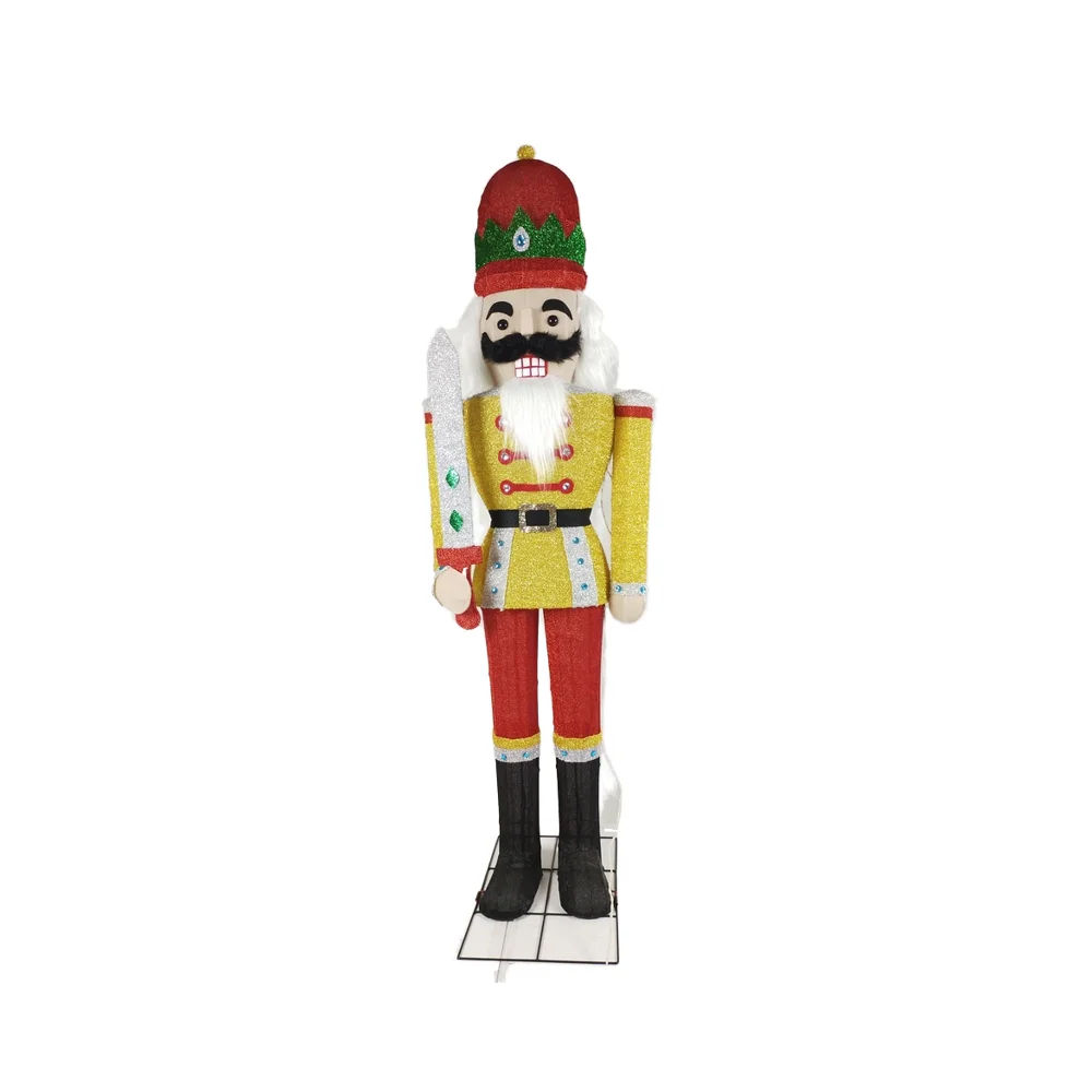 Custaimithe 3D 64IN 100L LED Nutcracker Deiscearteach Seoithín Seo Hó Déaglán Amháin le Xmas Motif Light