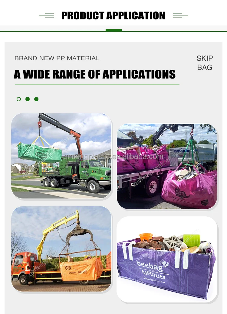 2000kg 2500kgs Large Size Construction Waste Skip Bag Dumpster Bag Recycling Jumbo Garden Waste