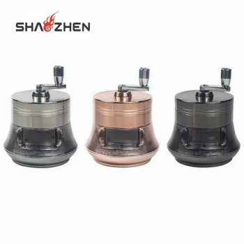 Hot Selling Creative New Design Zinc Alloy Hand Cranked Large Capacity Drawer 63mm 4-Layer Tobacco Grinder