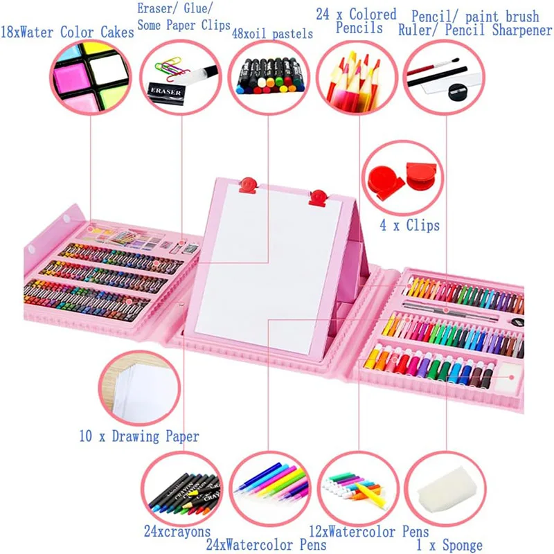 208 Piece Art Set - Portable and Eco-Friendly Drawing Kits