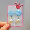 Blue shell ear clips with ab glue
