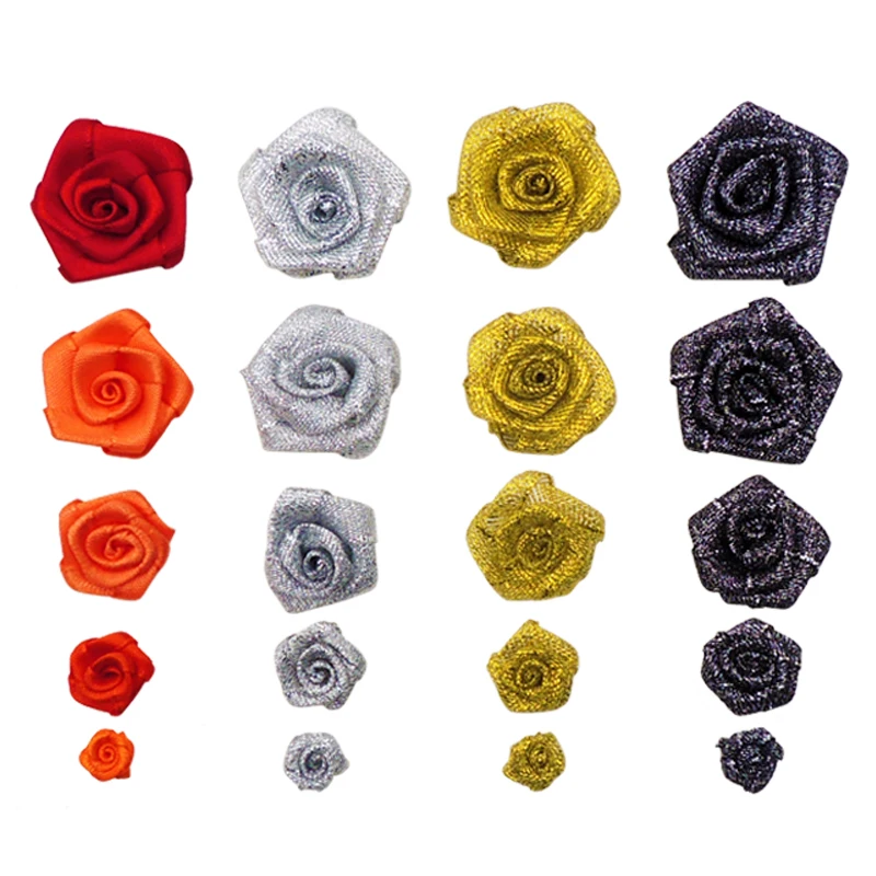 custom wholesale 15mm mini ribbon flowers