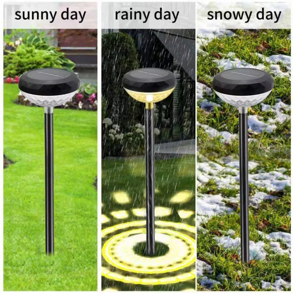 New Pattern Design RGB Waterproof LED Solar Garden Outdoor Landscape Lawn Ground Pathway Stake Light Lamp decor details