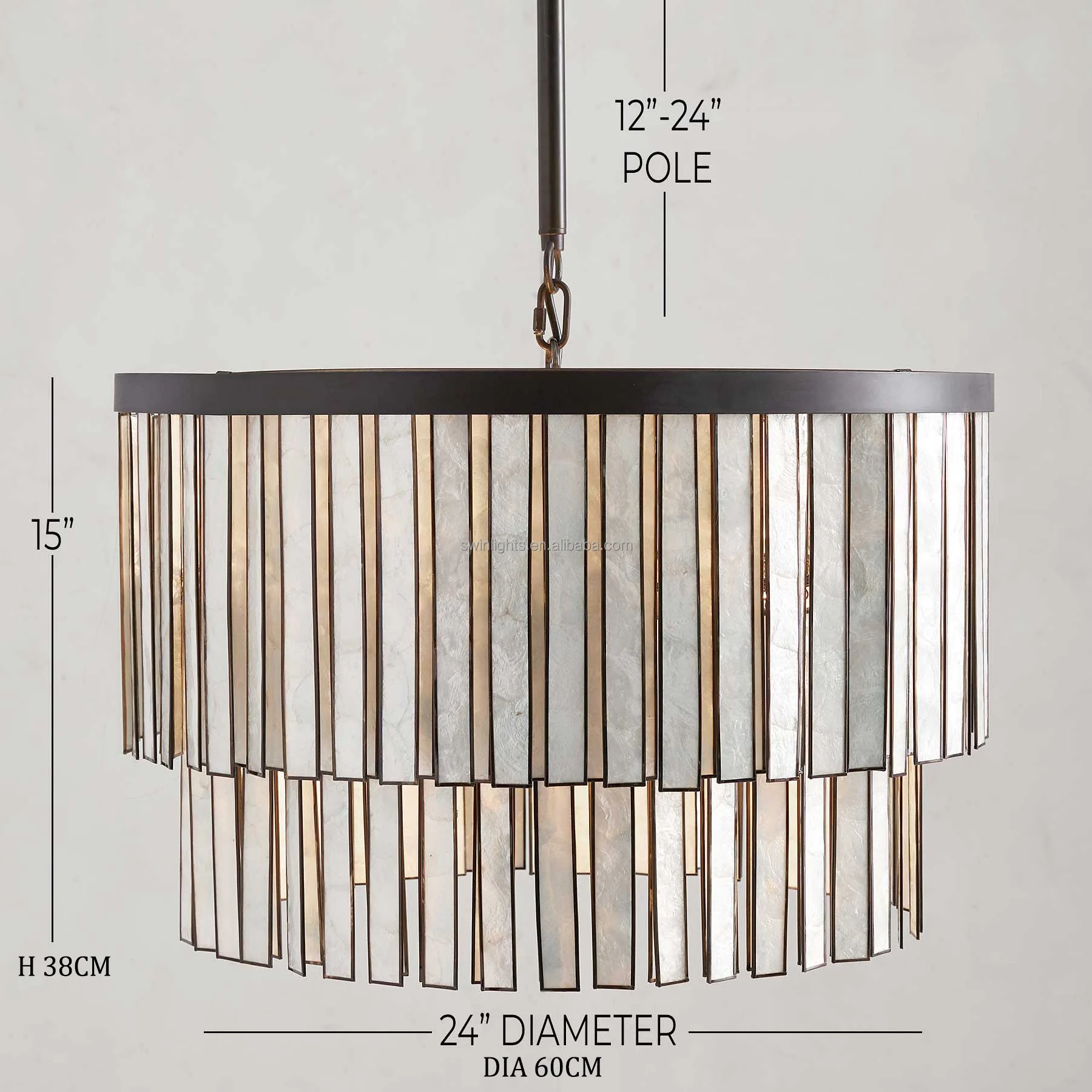 New Design Capiz Shell Round Chandelier Light for Bedroom Dinning Room Living Room