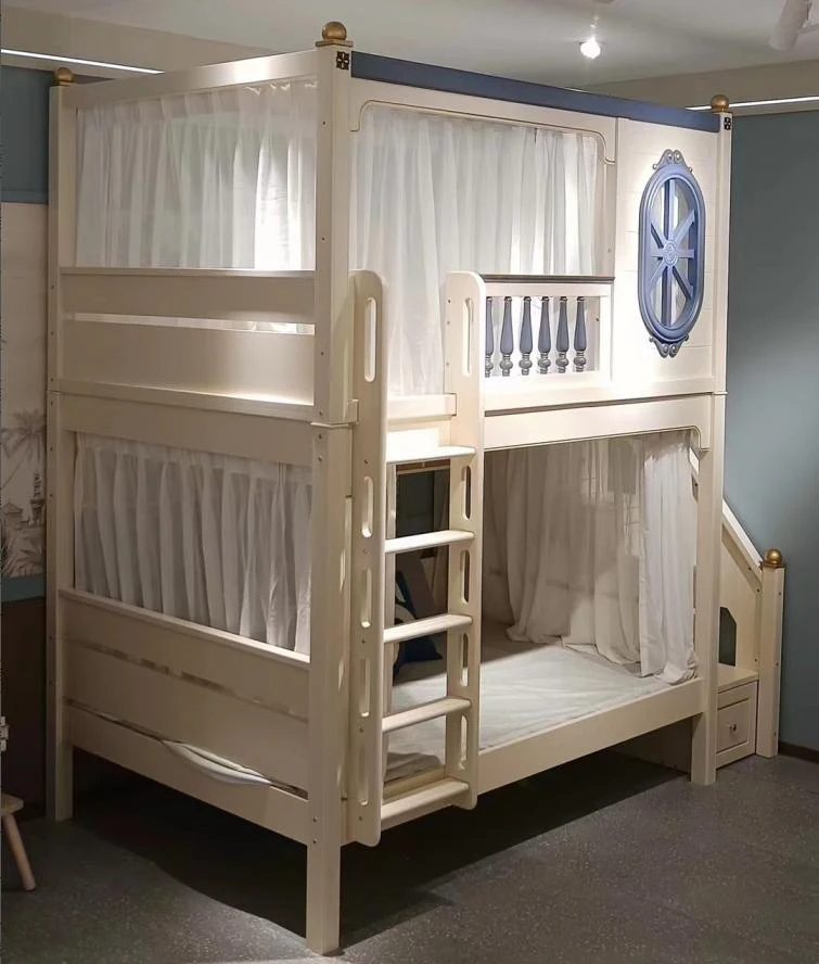 Luxury Castle King and Queen Loft Bed with Stairs - Modern Wooden Bunk ...