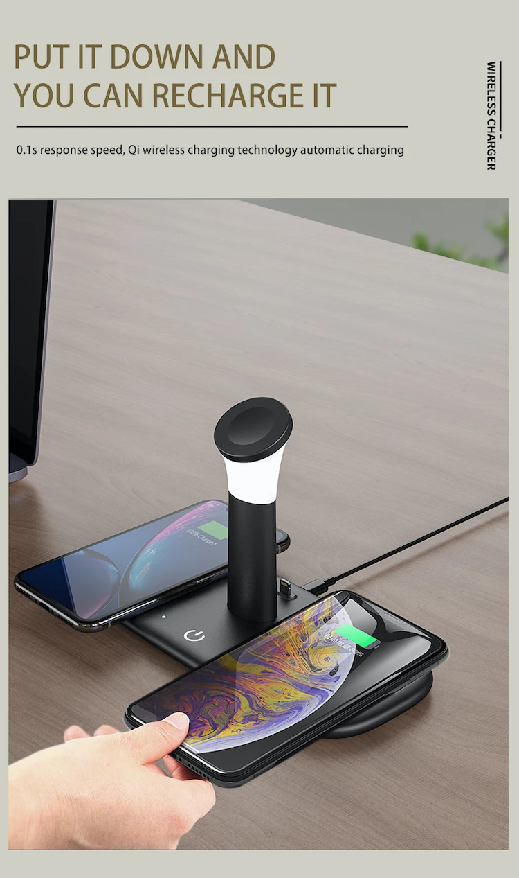 Type c white table usb replenisher with Devices Protection PJD Fast adapter powerbank wireless charger led lamp LH5