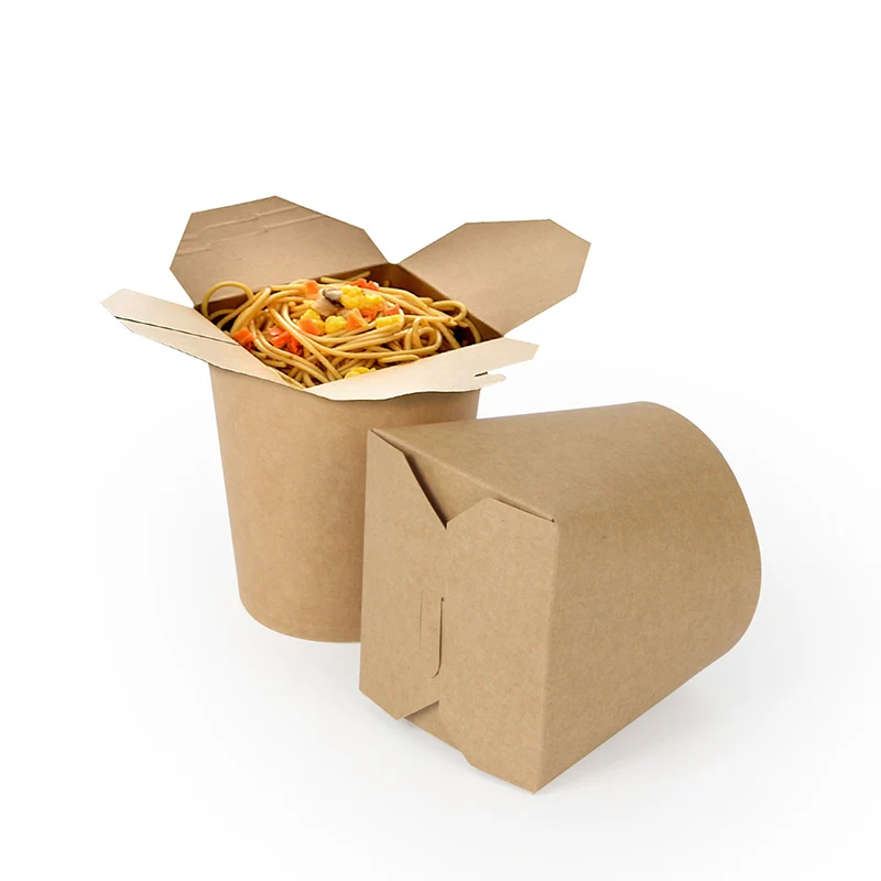 Eco Friendly Wholesale Food Packaging Disposable Kraft Paper Noodle Box takeaway noodles packaging boxes supplier