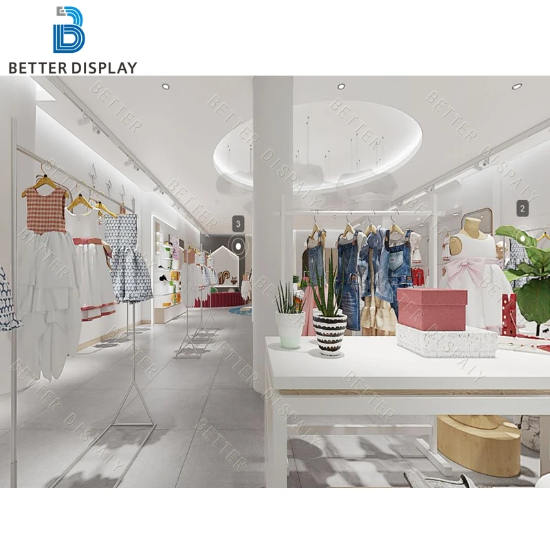 Modern Baby Shop Design Custom Clothing Display Fixture Clothing Store  Display Rack for Children's Clothing Store Decoration