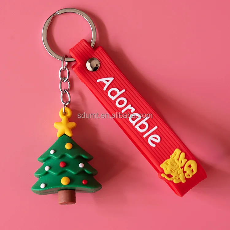 Christmas Tree Keychain Ornaments Cartoon Key Ring Santa Claus Snowman