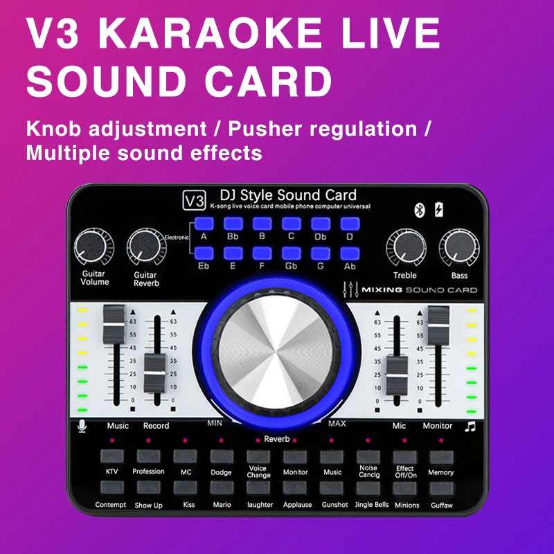 Professional Live Stream Sound Card Audio Interface Mixer Support Multi