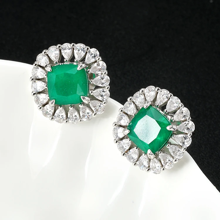 ファインジュエリー925スターリングシルバースタッドピアスczエメラルドイヤリング女性用 - Buy 925 Sterling Silver  Earrings,Stud Earrings,Emerald Earrings Product on Alibaba.com