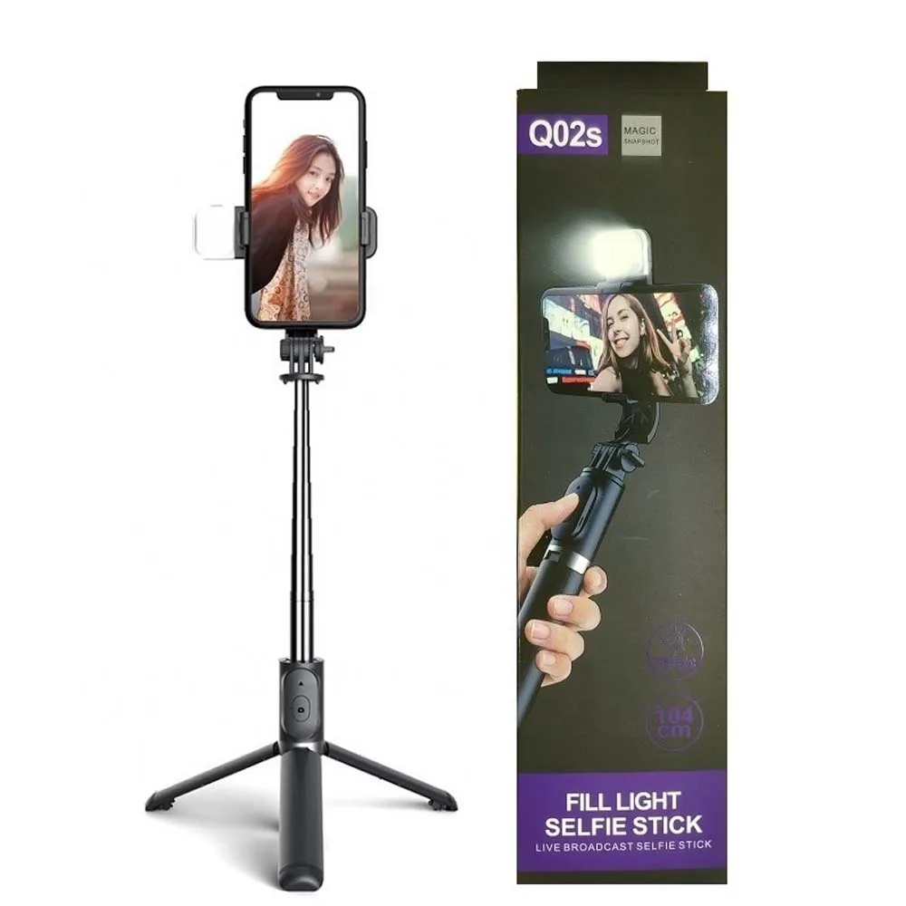 Q02 Magic Snapshot Selfie Stick Tripod Live Broadcast Selfie Stick. Black