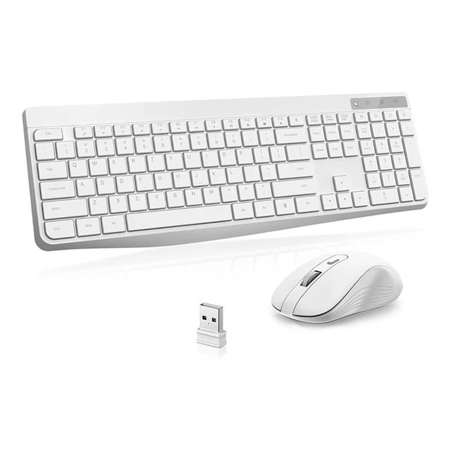 2.4 GHz Full Size Keyboard Plug and Play 12 Multimedia Shortcut Keys Computer Laptop Silent Wireless Keyboard and Mouse Combo
