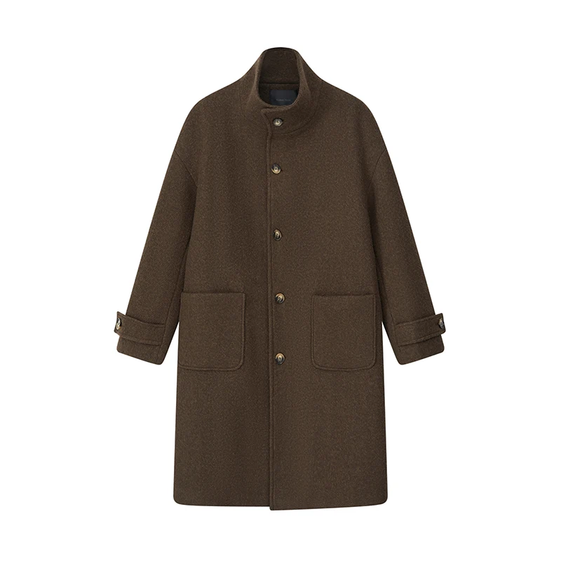 Men's Mid-length Wool Overcoat Autumn And Winter Trenchcoat Trendy Loose Fit - Image 5