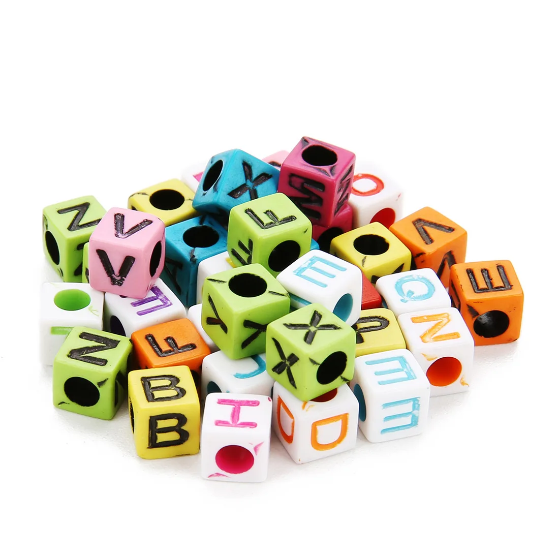 Square Letter Bead Color White Bottom Diy Girls' Hair Rope Material