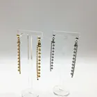 Rhinestone Earring High Quality Gold Silver Plated Clear Rhinestone Bead Chain Tassel Long Drop Earring