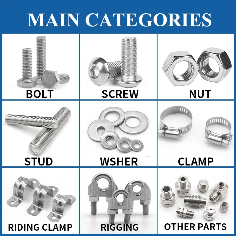 Wholesale Custom Grade A2-70/A4-80 M3 M6 M9 M12 Stainless Steel